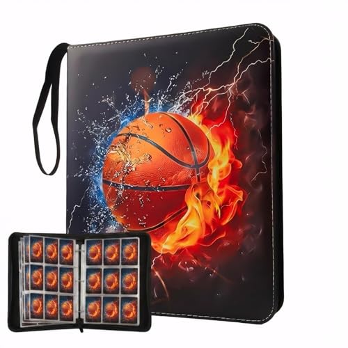 Card Binder 9 Pocket, Basketball, 900 Cards, PU Leather - color: Basketball