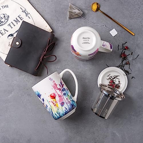 AmorArc Tea Cup With Infuser and Lid, 18oz Loose Leaf Tea Mug With Steeper - color: Sage