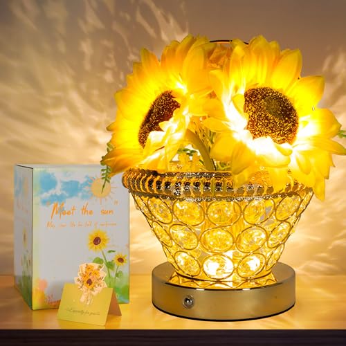 Birthday Gifts for Women, Gift Basket for Mom Sunflower Cordless Table Lamp - style: Basket-sunflower