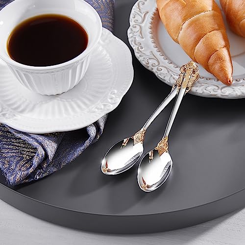 KEAWELL Luxurious 6-Piece 5.1-Inch Espresso Spoon Set (Gold Accent) - color: Gold Accent