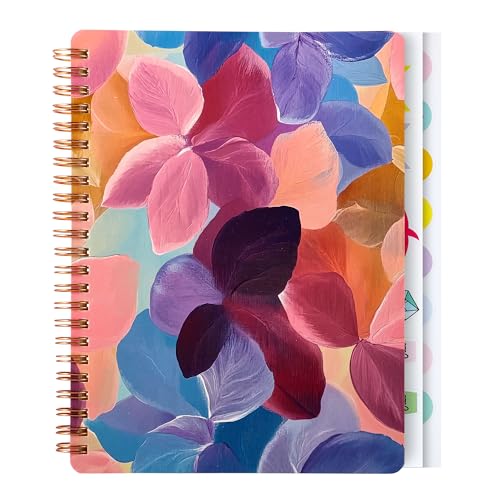 Spiral Notebook for Women, 8.25" x 6.25" Journal with Durable Hardcover and 160 Lined Pages with Large Pockets - Perfect to Stay Organized and Boost Productivity at Work or School(flowers-D) - color: flowers-D