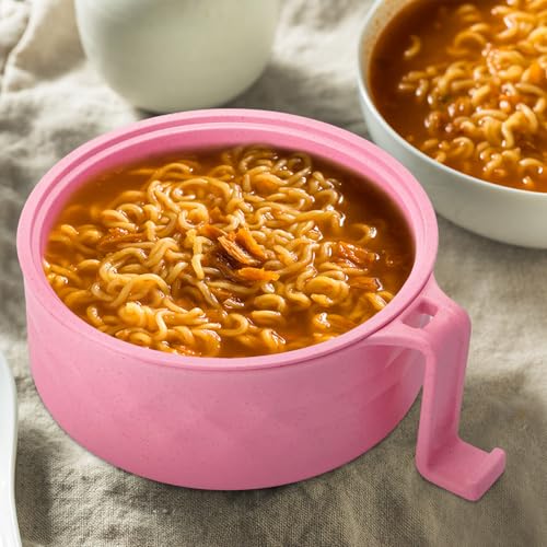 1 Set Microwave Ramen Cooker Bowl with Utensils, Pink - color: Pink