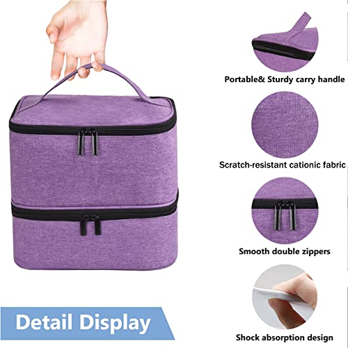Nail Polish Organizer Holds 30 Bottles (15ml) and 1 Nail Light Nail Polish Carrying Case with Storage Pockets for Manicure Tools Double Layer Nail Storage Travel Bag with Handle (A-Purple) - color: A-Purple
