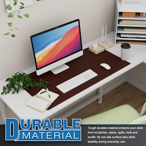 K KNODEL Large Office Desk Mat, Leather Mouse Pad (31.5"x15.7", Dark Brown) - color: Dark Brown, size: 31.5" x 15.7"