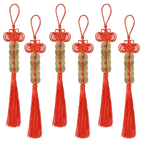 15 Strings Chinese Lucky Coins, 2024 Chinese New Year Decorations Copper Fortune Coins Red Chinese Knot Feng Shui Coins Hanging Tassels for Spring Festival Decoration