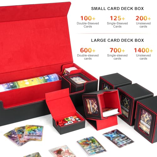 Card Deck Box for MTG Commander, Large 6 in 1 Card Display Deck Case - color: Black & Red, size: 6 Boxes Set