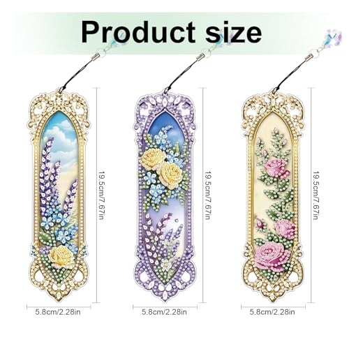 Tontut 3pcs Diamond Art Painting Kit Bookmarks, Mirror Mandala Beautiful General DIY Bookmarks, Lightweight and Durable for Reading Lovers - color: mirrors