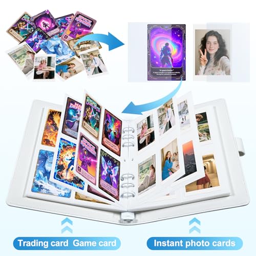 4 Pocket Trading Card Album Holds 200 Cards, 25 Removable Double-Sided Sleeves, Card Binder Compatible with Baseball, Sports, TCG & Game Cards, Collection Storage (White) - color: Ivory White