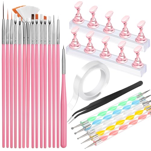 FANDAMEI Nail Art Tools, Nail Stuff, Nail Supplies, Nail Stand, Nail Brush - color: Pink