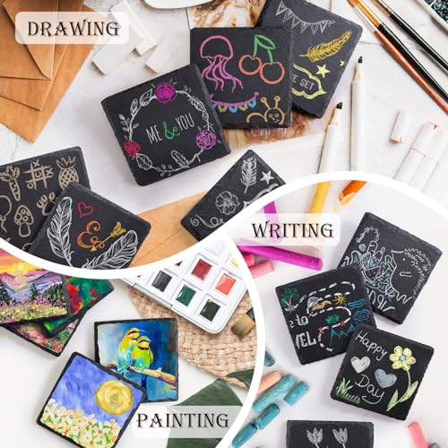 60 PCS Slate Coasters for Laser Engraving, Natural Stone Drink Coaster Bulk - color: 60 Pieces
