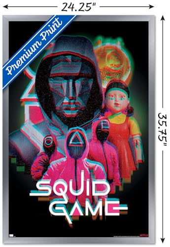Trends International Netflix Squid Game: Season 2 - Group Glitch Wall Poster, 34L x 22.4W, Silver Framed Version - color: Silver Framed Version, size: 34"L x 22.4"W