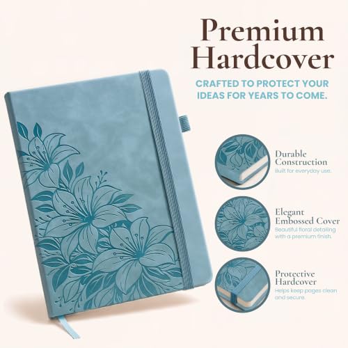 Lined Journal Notebook Hardcover Leather Bound 200 Pages A5 Blue Cute Diary - color: Light Blue, size: A5 200 Pages
