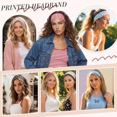obeoby 8 Pcs Polka Dot Headbands for Y2k Outfits, Non-Slip Cloth Headband - color: Polka dots