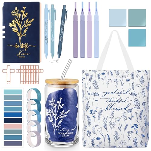 29 Pcs Bible Study Kit, 16 oz Cup Notebook Bag Boho, Blue - color: Blue, style: Boho