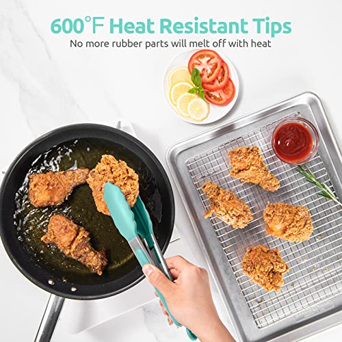 U-Taste Kitchen Tong for Cooking, 600ºF Heat-Resistant Silicon, 9"/Aqua Sky - color: Aqua Sky, size: 9 inch