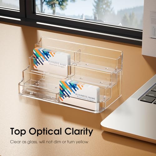 MaxGear Acrylic Business Card Holder, Desktop Card Display Stand, 8 Pockets