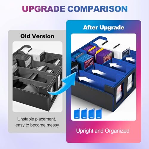 UAONO 4-Row 3000+ Trading Card Storage Box with Commander Display - color: Black&Blue, size: 4-row