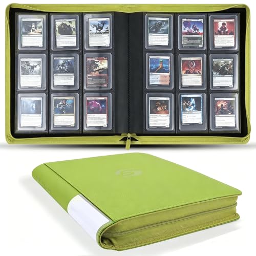 Top loader Binder, 9 Pockets Top Loader，Holds 360 Top Loaders cards, Card binder with Sleeves for card in 3 x 4 inches color smooth Zipper PU Leather (Cyan) - color: Cyan