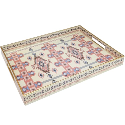 Spsyrine Plastic Serving Tray with Handles for Coffee Table, Pink Diamond - color: Multi N