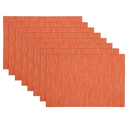SHACOS Placemats Set of 8 Woven Vinyl Place Mats for Dining Table Wipe Clean Heat Resistant Washable Kitchen Table Mats (8, Orange) - color: Orange, size: Set of 8