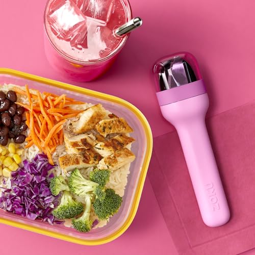 Zoku Pocket Utensil Set Stainless Steel Fork, Knife, and Spoon in Case Purple - color: Purple