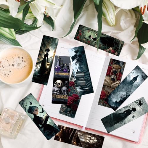 Dark Academia Bookmarks for Women - 100 Pcs Gothic Witchy Vintage Bookmark Dark Romance Book Mark Skull Rose Page Marker Clip Gifts for Book Lovers Students Teachers Bookish Reading - color: Dark Academia