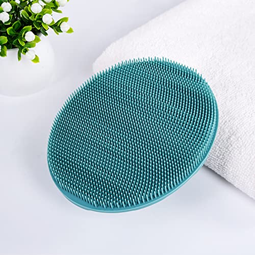 INNERNEED Silicone Body Cleansing Brush Exfoliating Scrubber, DGreen+Purple - color: Purple+dark Green