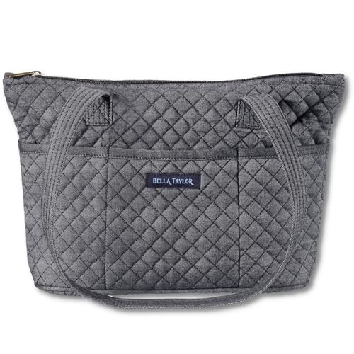 Bella Taylor Small Tote, Quilted Shoulder Bag for Women - color: Dark Denim
