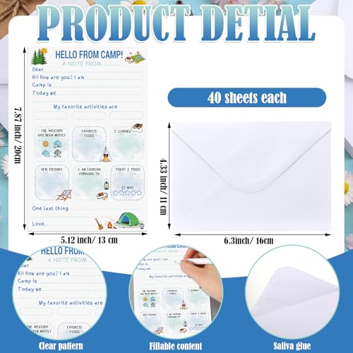 80 Pcs Camp Stationery Paper Envelopes,Blue Boy Style - style: Blue Boy Style