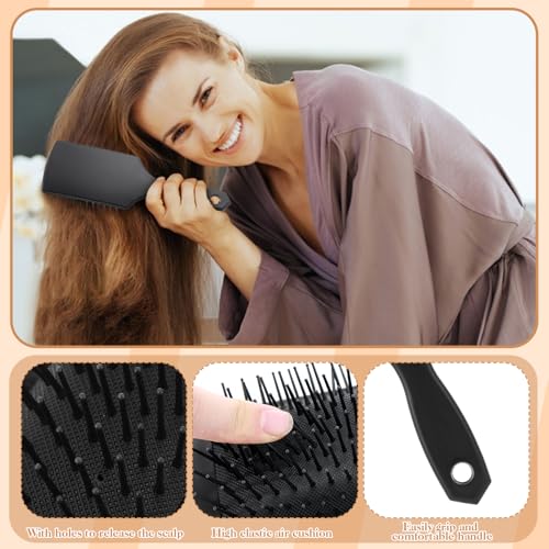 5Pcs Hair Brushes for Women Hair Comb Set Detangler Brush for Men and Women Wet, Dry, Curly and Straight Hair - color: Black