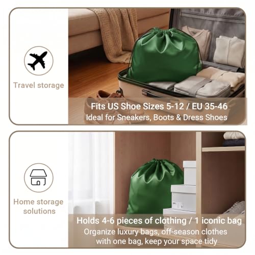 Q&J Fabric Co. 6 Pack Satin Dust Bag 19.7x23.6 inch Bright Green 100% Polyester Silk Bag Purse Dust Bag Shoe Bags for Closet Purse Protector Bag Dust Covers for Purses - color: Bright Green, size: 19.7"x23.6"