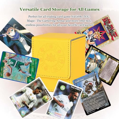Arkeiliy MTG Deck Box 110+ Storage Sleeved Cards for Magic Commander - color: Yellow III