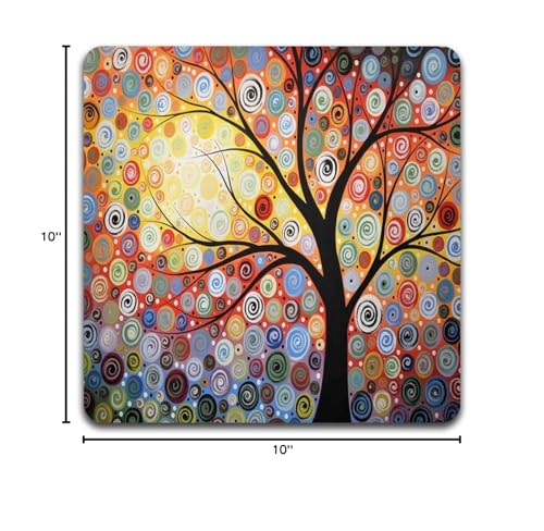 Color Tree of Life Square Coaster Set - Made of Recycled Rubber - Set of 4 - color: Color Tree of Life