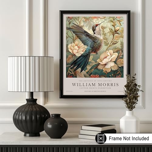 Poster Master William Morris Poster - Hummingbird Print - Bird Art - Botanical Art - Flower Design - Exhibition Artwork - Animal Illustration - Floral Illustration - Aesthetic Office or Bedroom Decor - 8x10 UNFRAMED Wall Art - color: Style-08, size: 8"L x