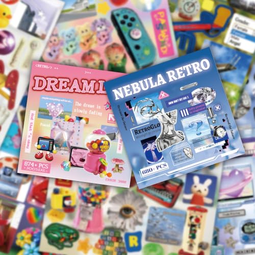 1500+ Pcs Aesthetic Sticker Book for Journaling - color: Nebula Dream
