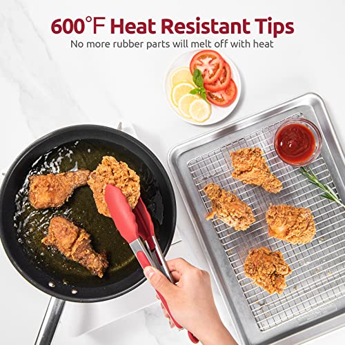 U-Taste Kitchen Tong for Cooking, 600ºF Heat-Resistant Silicone, 9in/Red - color: Red, size: 9 inch