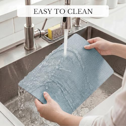 Romanstile Vinyl Placemats Set of 6, Reversible Faux Leather Wipeable Table Mats - color: Grey-sky Blue, size: PCS4