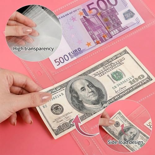 100 Pack （7.6x3.6inch ） 3 Pockets Currency Sleeves for 3 Ring Binder - color: 7.6x3.6inch-3pocket|8.5 X 11" Binders