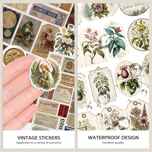 Vintage Sticker Book Washi Paper Aesthetic Journaling Scrapbook Stickers - style: Vintage Flowers