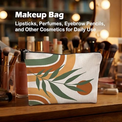 Boho Makeup Bag, Abstract Boho Sun Rainbow Botanical Cosmetic Bags Toiletry Bag for Women, Mid Century Modern Makeup Pouch - color: Boho-b