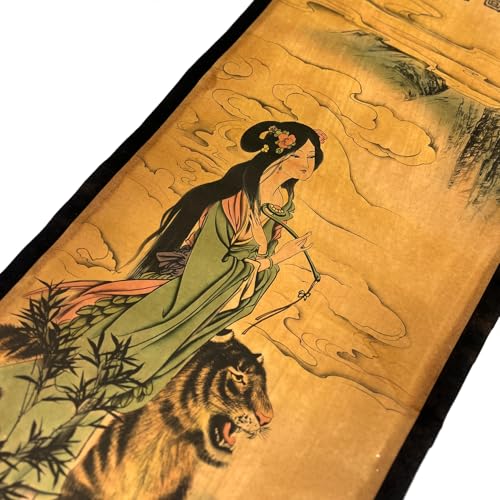Wall Art Poster Prints Painting Scroll Decor Japanese Bamboo Tiger Lady - color: C2