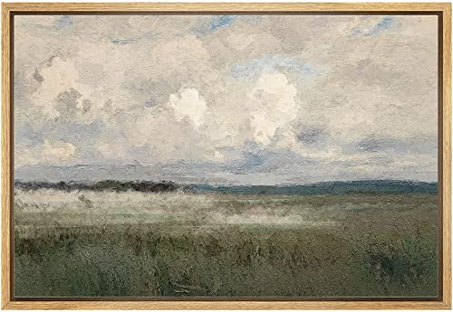 MUDECOR Framed Canvas Print Wall Art Pastel Watercolor Country Field Western Wall Art Nature Wilderness Illustrations Fine Art Landscape Multicolor for Living Room, Bedroom, Office - 16"" x24 Natural - color: A03-2306-slm09, size: 24"L x 16"W