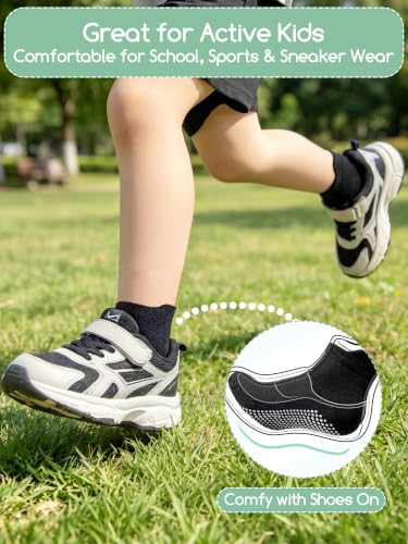 Aroveea Toddler Socks Non Slip Grip Baby Girls Kids Ankle Cute 12 Pack - color: Black, size: 1-3T
