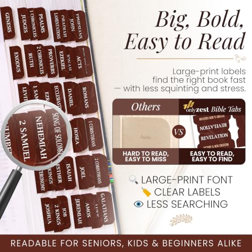 90 Christian Bible Tabs for Women, Men, Kids - Brown Marble - color: Brown Marble