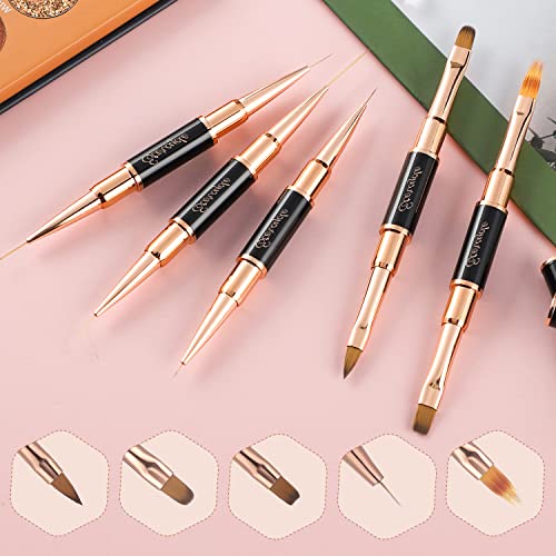 ETERCYCLE 5 Pcs Acrylic Nail Art Brushes Set for Gel Polish Design Tools