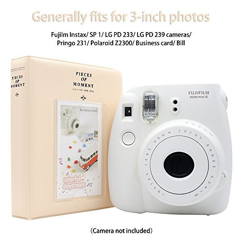 Ablus 64 Pockets Mini Photo Album for Fujifilm Instax Mini 7s 8 8+ 9 25 26 50s 70 90 Instant Camera & Name Card (64 Pockets, Beige) - color: Beige