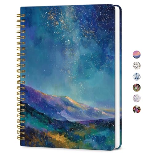 ZOTIA Lined Spiral Journal for Women, A5 Pretty Hardcover Notebook for Work, School & Office Writing, Aesthetic Writing Journal College Ruled, 140 Pages, 5.8" x 8.3", Starlit Peaks - color: D-Starlit Peaks