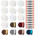 Artdone Chrome Nail Powder Dip Magic White Pearl Kit Gold Mirror Effect - color: 16 Colors Pearl And Chrome
