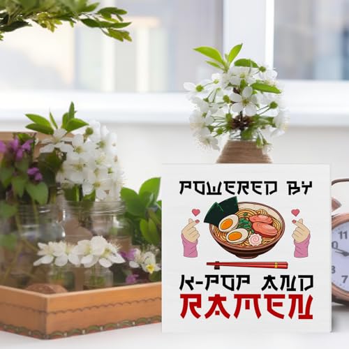 Kpop Ramen Decor, Powered by K-Pop and Ramen Wooden Box Sign Decorations