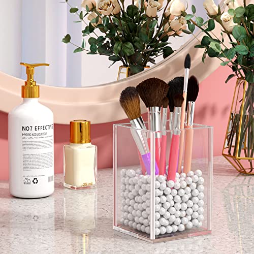NIUBEE Acrylic Pen Holder for Desk, Clear Pencil Cup Organizer 4 Packs - color: Clear
